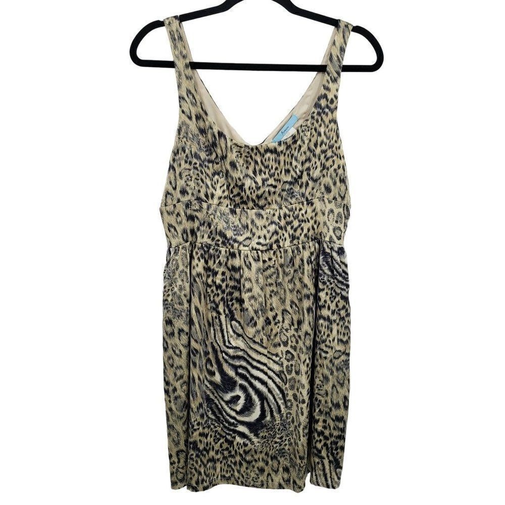 Vtg 90s Y2K Silk Mini Cocktail Dress Sz M‎ Animal Neutral Mob Wife Baddie